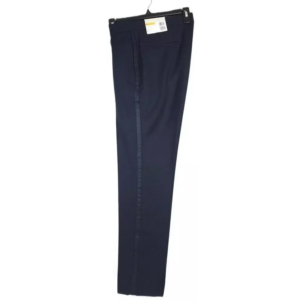 Alfani Mens Slim Fit 2 Piece Tuxedo Suit 42L 32x34 Navy Stretch Diamond Grid NWT